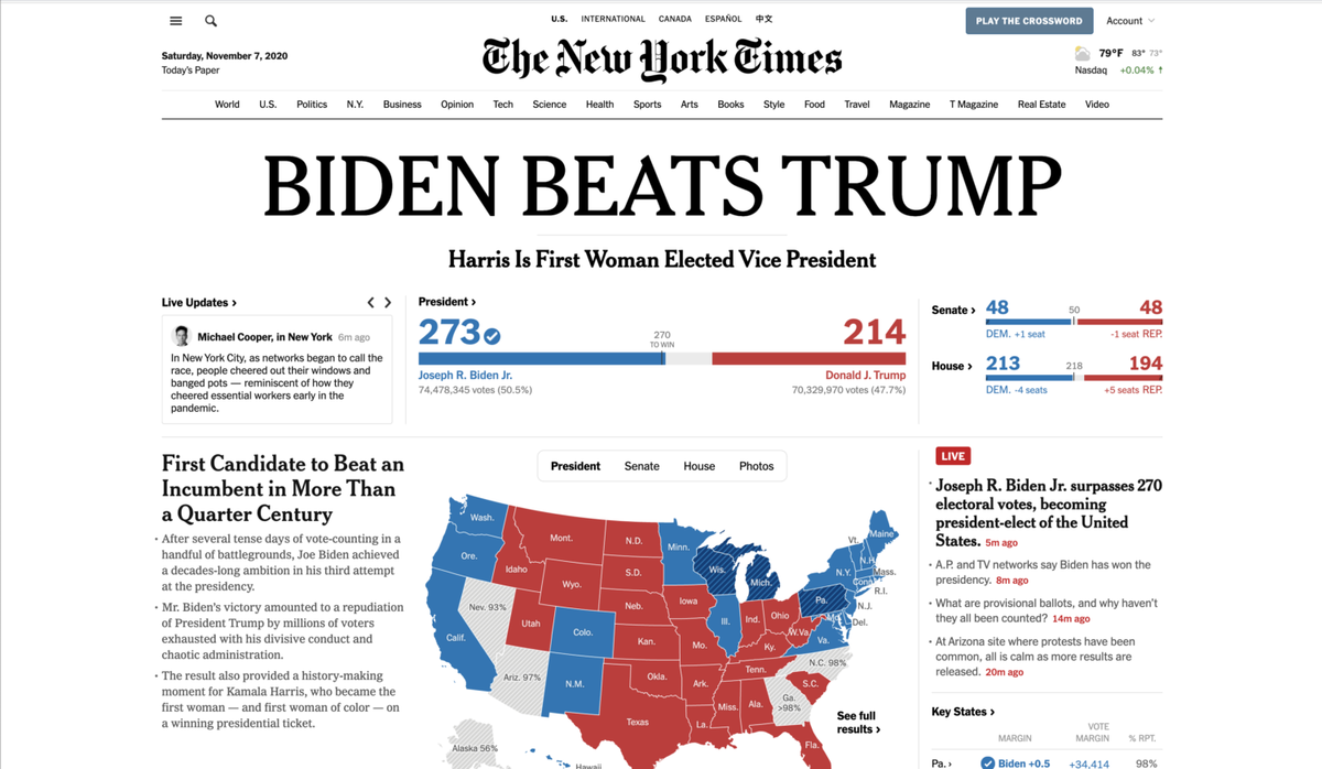 Como chamaram: a vitória presidencial de Joe Biden nas manchetes