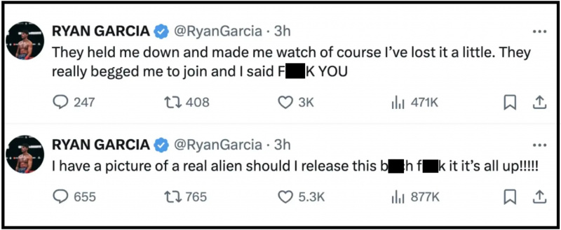 Ryan Garcia niepokojący usunął tajemnicze tweety z marca 2024 r