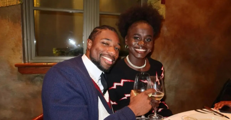 (l-r): Noah Lyles un Junelle Brumfield grauzdiņš vakariņās