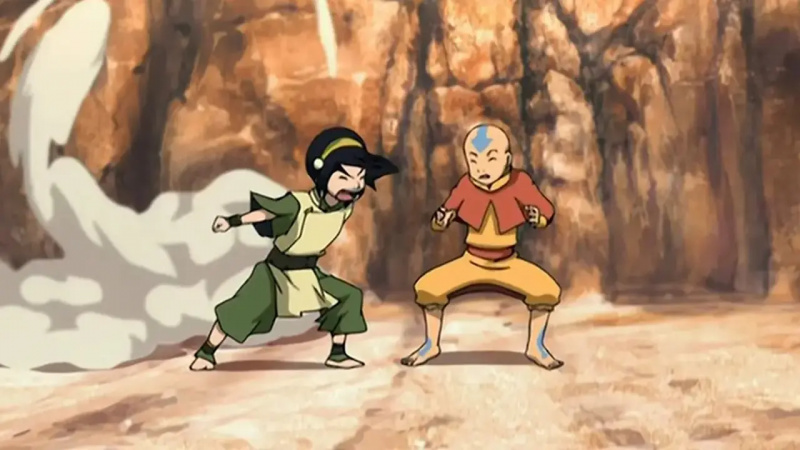 Тоф навчає Аанга Earthbending