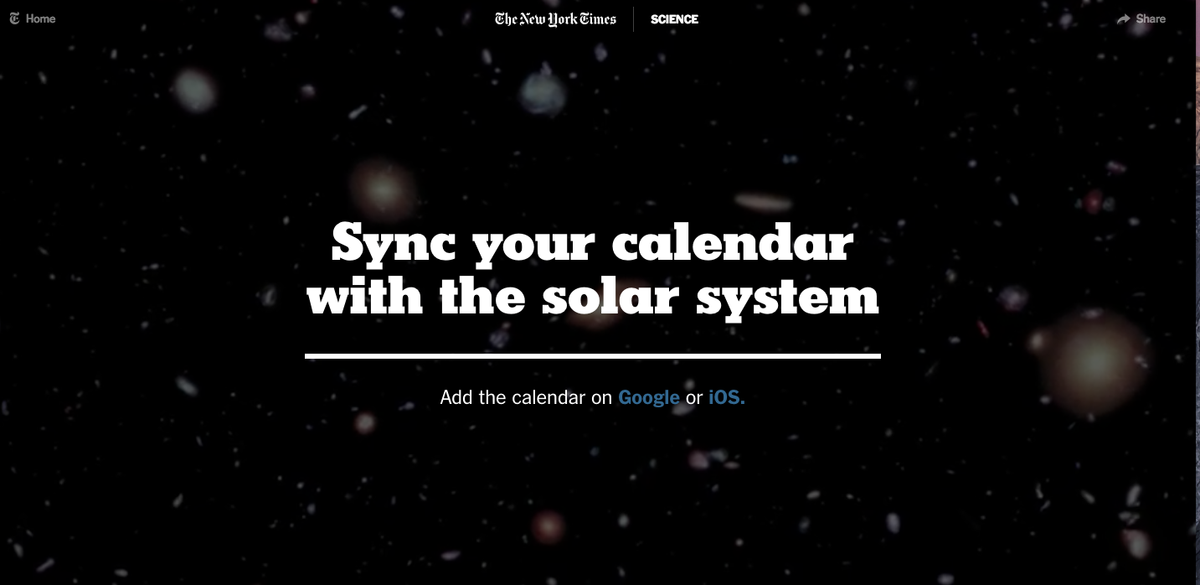Nicht sicher, wann die nächste Sonnenfinsternis ist? Die New York Times hat dafür einen Kalender gebaut