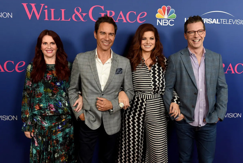 Megan Mullaly, Eric McCormack, Sean Hayes, Debra Messing fra'Will & Grace'