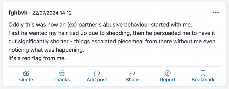 draugs lūdz draudzeni nēsāt matus zirgastē, atrodoties pie viņa, lai samazinātu matu izkrišanu - mumsnet post