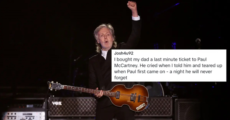 'Scusa mamma, non vieni' dice un uomo dopo aver sorpreso il padre con un biglietto per un concerto