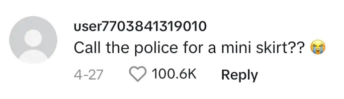   Komentuoti prie"Call the police for a.mini skirt??"