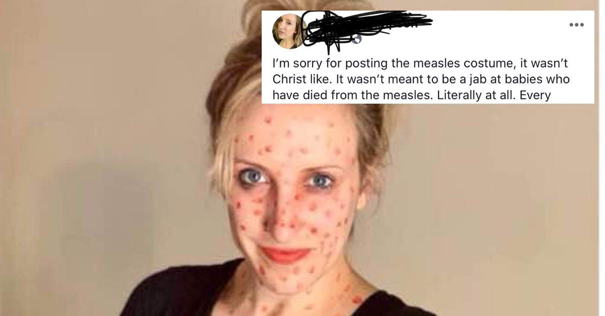 Anti-Vaxx mammas 'minst skrämmande dräkt' kränker alla genom att spela ner mässling