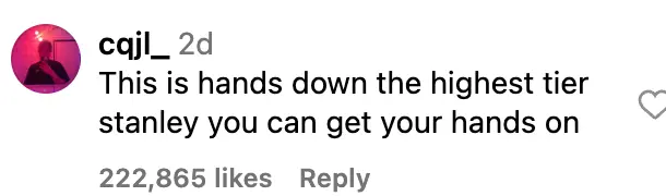 Комментатор Instagram о Стэнли's post about wife complaining about husband's wrong Stanley gift