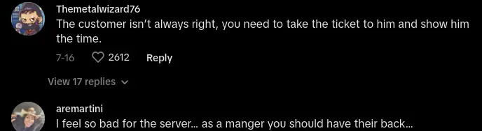   Ginagantimpalaan ng manager ng restaurant ang customer para sa pagsisinungaling