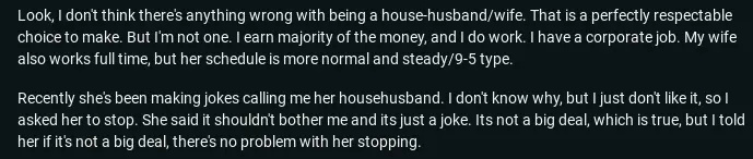 Táta nemá rád, když se mu říká manžel, manželka obviňuje Misogyny