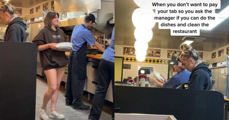 Waffle House Manager lader kunden betale ved at lave opvask, efter at hun spøgende spurgte