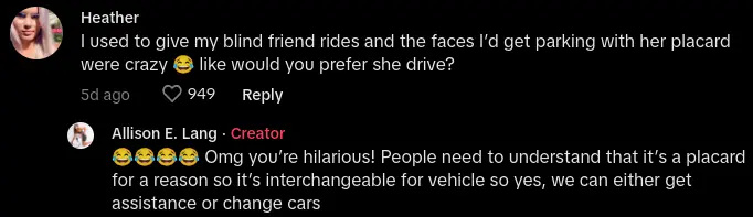 男性は切断患者の若い女性に「できる」と語る't Use Handicap Parking