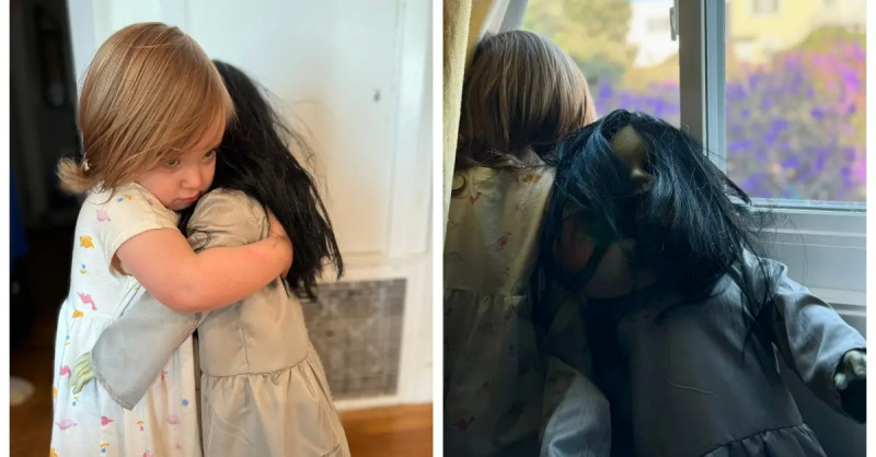 Een klein meisje raakt bevriend met 's werelds griezeligste pop alsof het een verwijderde scène uit 'Annabelle' is