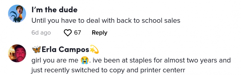 Staples worker hyllar butiken som en bra arbetsplats