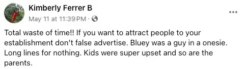 „Facebook“ komentavo, kad „Bluey“ renginys Las Vegaso „Dirty Dog“ restorane buvo a"waste of time"