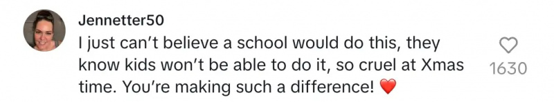Comentario de TikTok sobre los cargos escolares para Santa