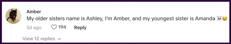 nomi millenari come Ashley Amber Amanda ora sono nomi di persone anziane - commento di Tiktok