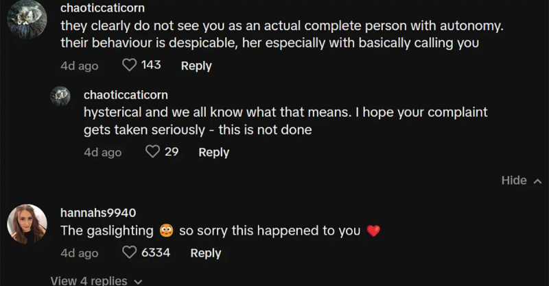 Commenti di TikTok sul consenso a spingere qualcuno sulla sedia a rotelle