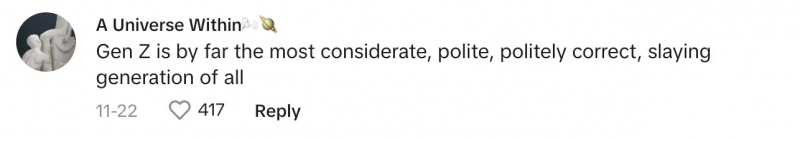 Um comentarista dizendo que a Geração Z é a geração mais educada de todas