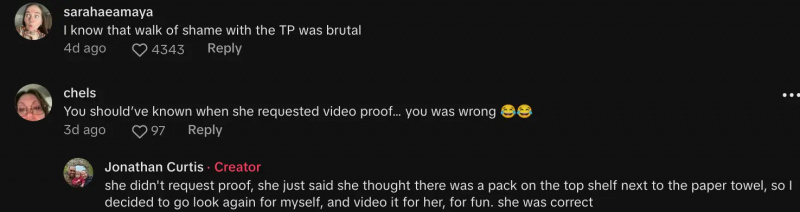 남편은 화장지가 없다는 것을 증명하기 위해 비디오를 찍습니다.