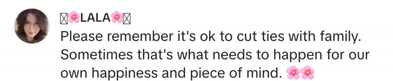 Ein Kommentator sagt das manchmal's OK to cut ties with family